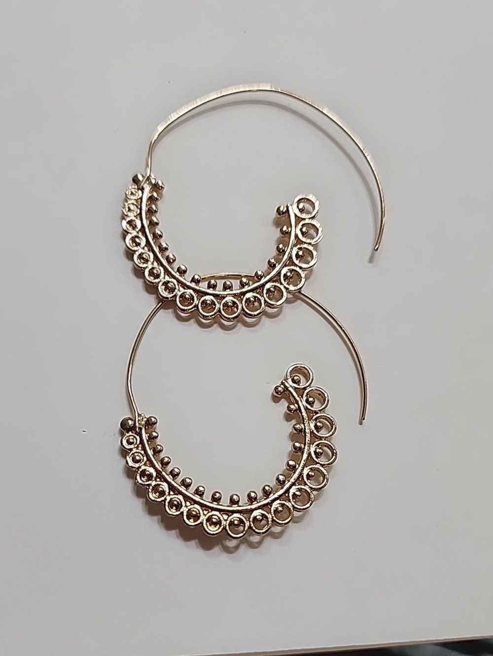 Gold-Tone Hoop Earrings with Beaded Filigree